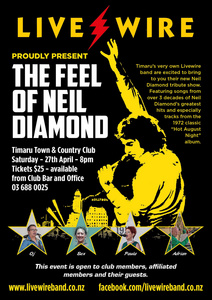 Timaru Town & Country Club and Livewire present The Feel of Neil Diamond Tribute Show
